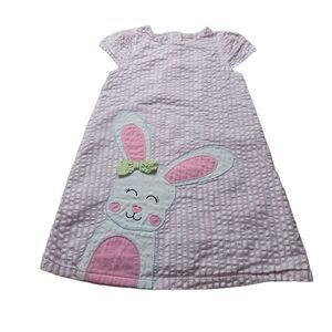 J Khaki Seersucker Easter bunny Girl dress 5T